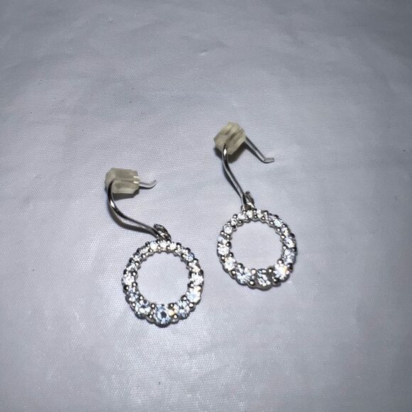 CZ Circle Dangle Earrings - Picture 4 of 8